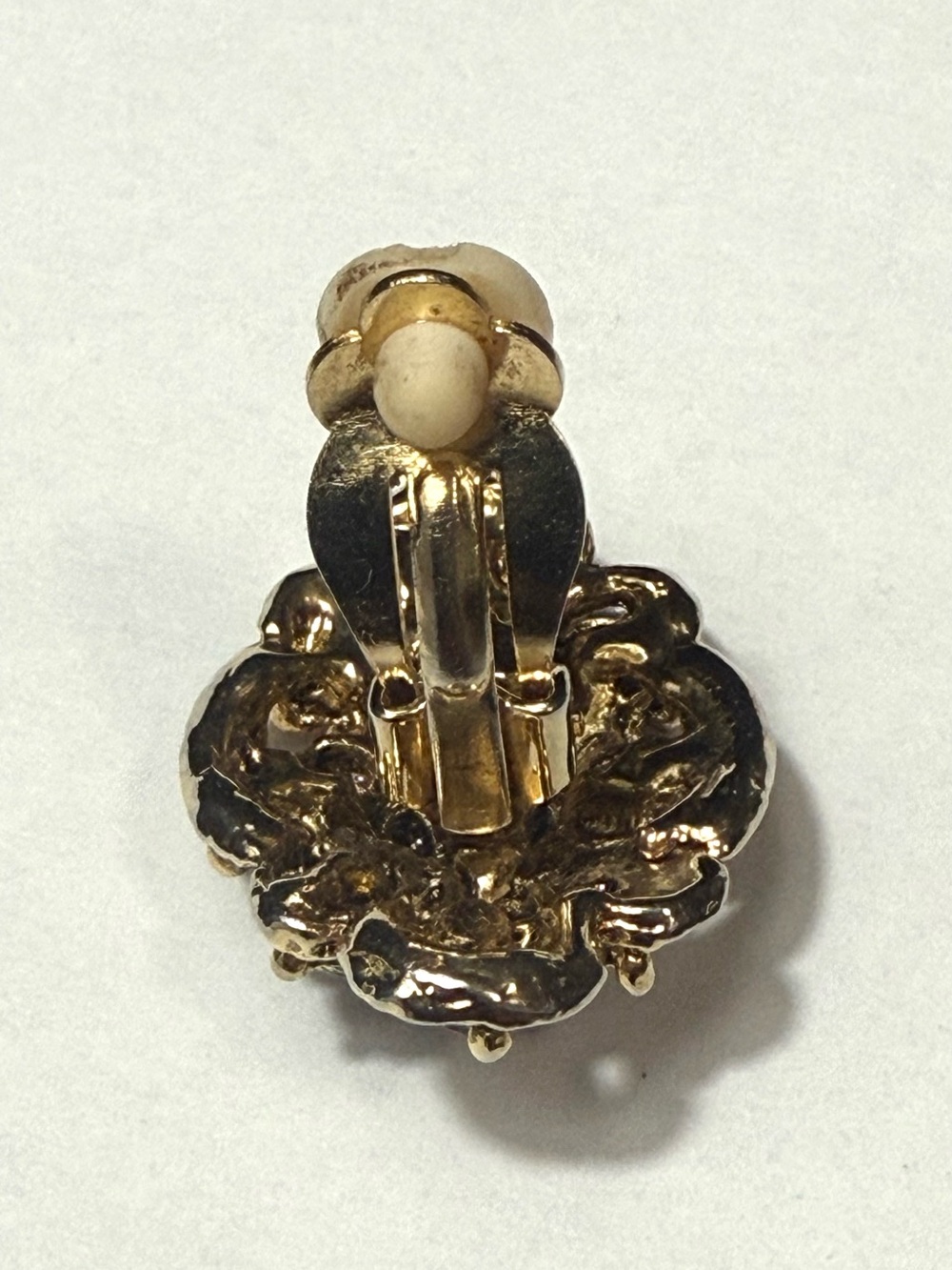 Vintage Single Purple Rhinestone Clip-On Earring Gold Tone Floral Replacement - Picture 3 of 4
